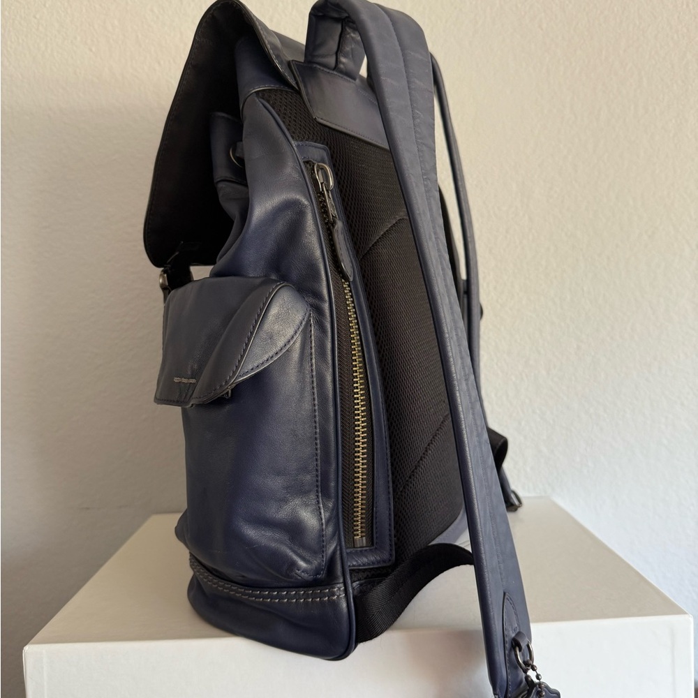 Coach Rivington Navy Leather Backpack - Picture 4 of 6
